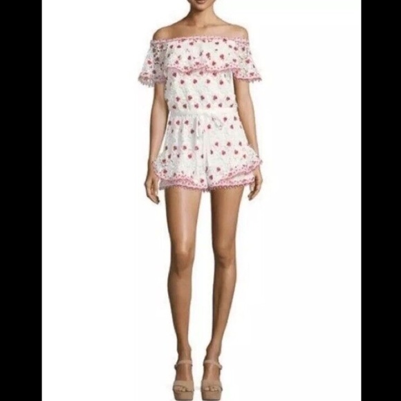 Alexis Clive lace floral off the shoulder shorts romper playsuit 3055 - Picture 2 of 12